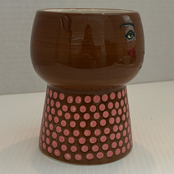 Target Opalhouse Stoneware Face Planter 4.5” Pot Vase Brown Dots Head Boho - Picture 3 of 9